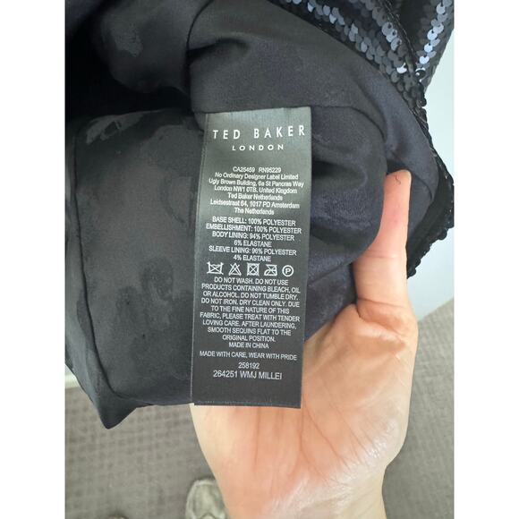 NWOT Women’s Ted Baker Millei Matte Sequin Blazer in Black SZ 1 / US 4 - Picture 7 of 8